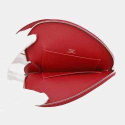 Hermes Rouge Vif/Canopee Tadelakt Leather Chevre Myzore Goatskin Pochette Pouch