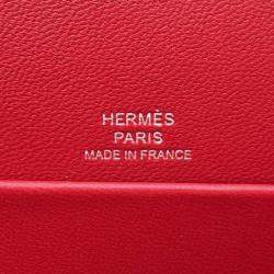 Hermes Rouge Vif/Canopee Tadelakt Leather Chevre Myzore Goatskin Pochette Pouch
