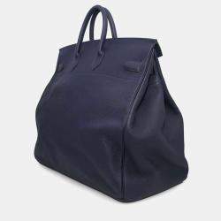Hermes Blue Nuit Togo Leather HAC Brikin 50 Handbag