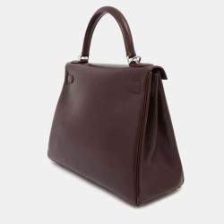 Hermes Havane Box Calf Leather Kelly Retourne 28 Tote Bag