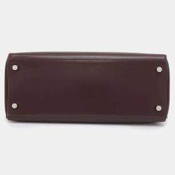 Hermes Havane Box Calf Leather Kelly Retourne 28 Tote Bag