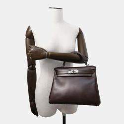 Hermes Havane Box Calf Leather Kelly Retourne 28 Tote Bag