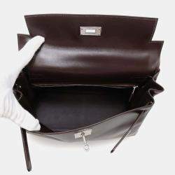 Hermes Havane Box Calf Leather Kelly Retourne 28 Tote Bag