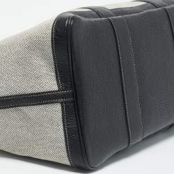 Pre Owned Hermès Ecru/Noir Toile and Buffalo Skipper Leather Garden Party 36 Bag