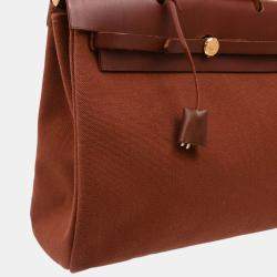 Pre Owned Hermes Brown Toile Officier H Herbag 39 Handbag