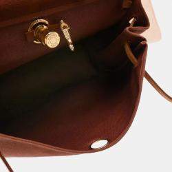Pre Owned Hermes Brown Toile Officier H Herbag 39 Handbag