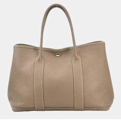 Pre Owned Hermes Etoupe Leather Garden Party 36 Tote Bag