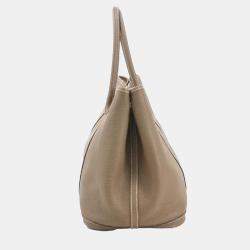 Pre Owned Hermes Etoupe Leather Garden Party 36 Tote Bag