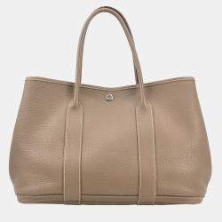 Pre Owned Hermes Etoupe Leather Garden Party 36 Tote Bag