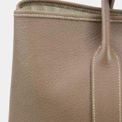 Pre Owned Hermes Etoupe Leather Garden Party 36 Tote Bag