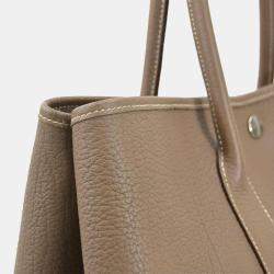Pre Owned Hermes Etoupe Leather Garden Party 36 Tote Bag