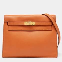 Hermes Orange Swift Leather Kelly Danse Gold Hardware Finish Bag