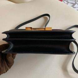 Pre Owned Hermes Black Box Leather Constance 19 Bag