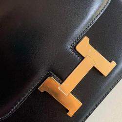 Pre Owned Hermes Black Box Leather Constance 19 Bag
