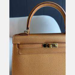 Hermes Bronze Togo Leather Kelly 25 Top Handle Bag