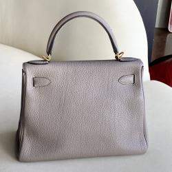 Hermes Gris Asphalte Togo Leather Kelly 28 Top Handle Bag