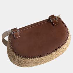 Pre Owned Hermes Leather and Bamboo Panier de Peche Shoulder Bag