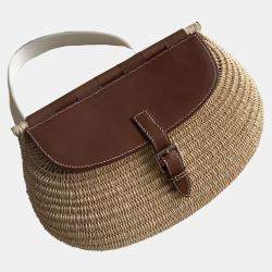 Pre Owned Hermes Leather and Bamboo Panier de Peche Shoulder Bag