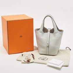 Hermès Bleu Pale Taurillon Clemence Leather Picotin Lock 18 Bag