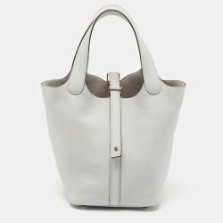 Hermès Bleu Pale Taurillon Clemence Leather Picotin Lock 18 Bag