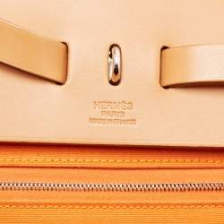 Pre Owned Hermès Orange/Natural Toile and Vache Hunter Herbag Zip 39 Bag