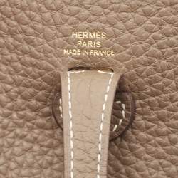 Hermes Etoupe/Bleu Indigo Taurillon Clemence Leather Amazone Evelyne TPM Bag