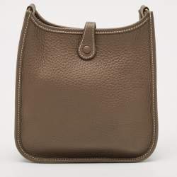 Hermes Etoupe/Bleu Indigo Taurillon Clemence Leather Amazone Evelyne TPM Bag