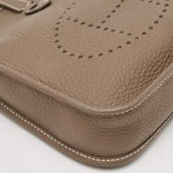 Hermes Etoupe/Bleu Indigo Taurillon Clemence Leather Amazone Evelyne TPM Bag