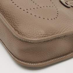 Hermes Etoupe/Bleu Indigo Taurillon Clemence Leather Amazone Evelyne TPM Bag