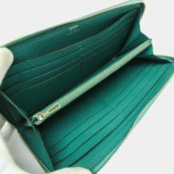 Hermes Green Chevre Myzore Leather Azap Long Wallet