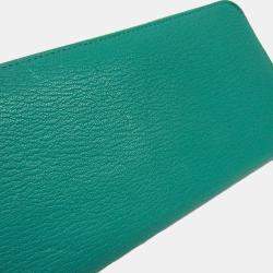 Hermes Green Chevre Myzore Leather Azap Long Wallet