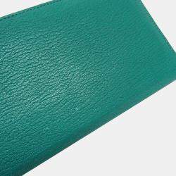 Hermes Green Chevre Myzore Leather Azap Long Wallet