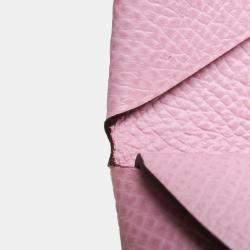 Hermes Pink Epsom Leather Calvi Duo Card Case