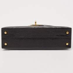 Hermes Noir Lizard Niloticus Gold Finish Mini Kelly II Sellier 20 Bag