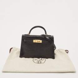 Hermes Noir Lizard Niloticus Gold Finish Mini Kelly II Sellier 20 Bag