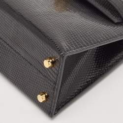 Hermes Noir Lizard Niloticus Gold Finish Mini Kelly II Sellier 20 Bag