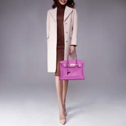 Hermes Magnolia Evercolor Leather Palladium Finish Birkin 30 Bag