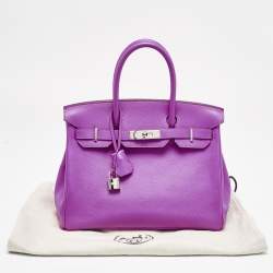 Hermes Magnolia Evercolor Leather Palladium Finish Birkin 30 Bag