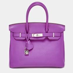 Hermes Magnolia Evercolor Leather Palladium Finish Birkin 30 Bag