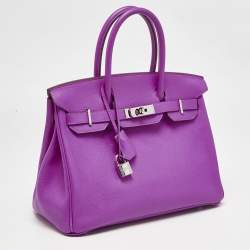 Hermes Magnolia Evercolor Leather Palladium Finish Birkin 30 Bag
