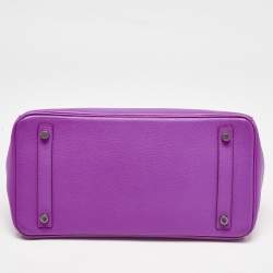 Hermes Magnolia Evercolor Leather Palladium Finish Birkin 30 Bag