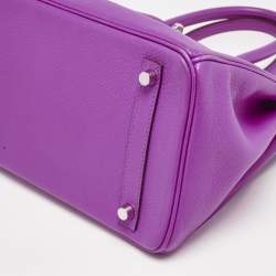Hermes Magnolia Evercolor Leather Palladium Finish Birkin 30 Bag