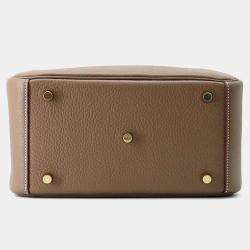 Hermes Etoupe Taurillon Clemence Lindy 26 Shoulder Bag