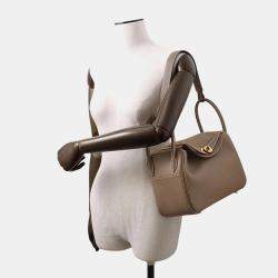 Hermes Etoupe Taurillon Clemence Lindy 26 Shoulder Bag