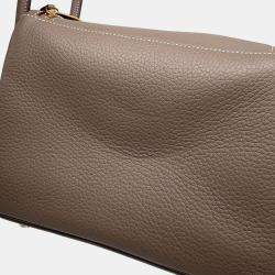 Hermes Etoupe Taurillon Clemence Lindy 26 Shoulder Bag