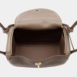 Hermes Etoupe Taurillon Clemence Lindy 26 Shoulder Bag