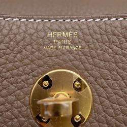 Hermes Etoupe Taurillon Clemence Lindy 26 Shoulder Bag