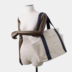 Hermes Gris Pale/Navy Toile H Tote Bag