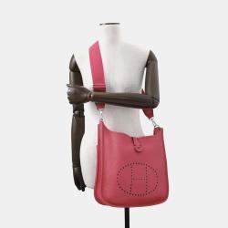 Hermes Rose Extreme Taurillon Clemence Evelyne 29 Shoulder Bag