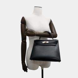 Hermes Black Box Calf Leather Kelly Sellier 28 Handbag 